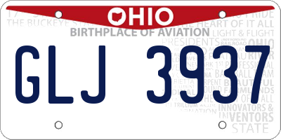 OH license plate GLJ3937
