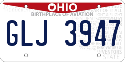 OH license plate GLJ3947