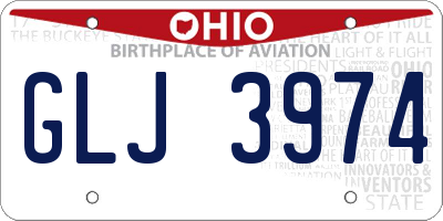 OH license plate GLJ3974