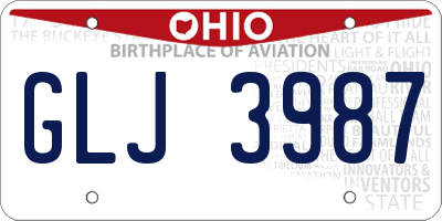 OH license plate GLJ3987