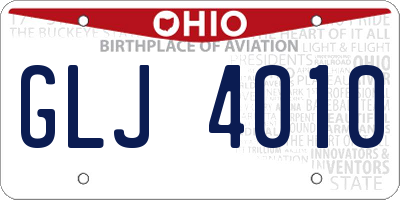 OH license plate GLJ4010