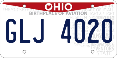 OH license plate GLJ4020
