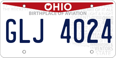 OH license plate GLJ4024