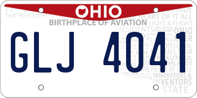 OH license plate GLJ4041
