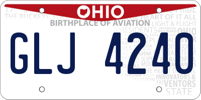 OH license plate GLJ4240