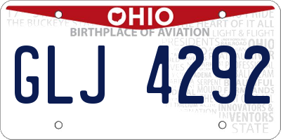 OH license plate GLJ4292