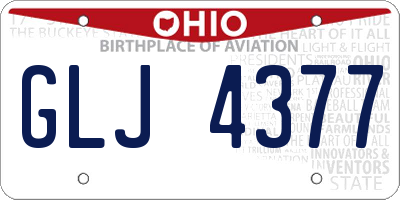 OH license plate GLJ4377