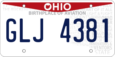 OH license plate GLJ4381
