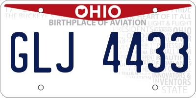 OH license plate GLJ4433