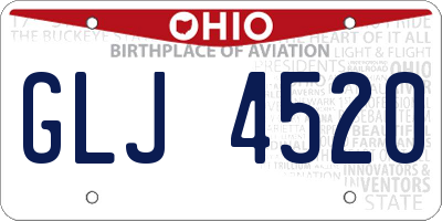OH license plate GLJ4520