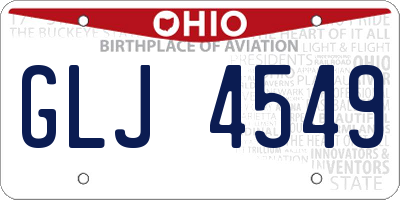 OH license plate GLJ4549
