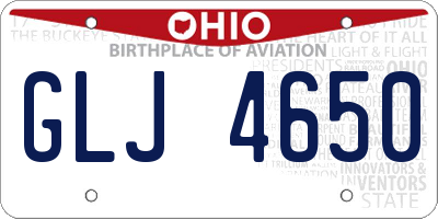 OH license plate GLJ4650