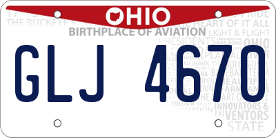 OH license plate GLJ4670