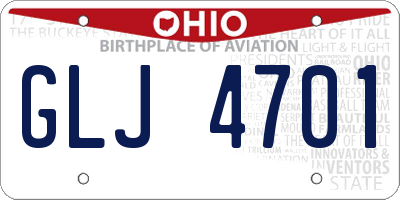OH license plate GLJ4701