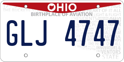 OH license plate GLJ4747
