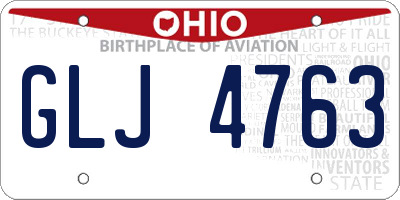 OH license plate GLJ4763