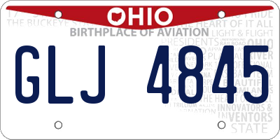 OH license plate GLJ4845