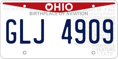 OH license plate GLJ4909