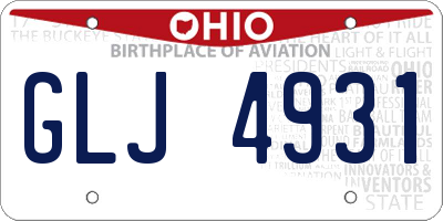 OH license plate GLJ4931