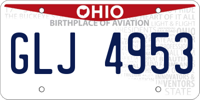 OH license plate GLJ4953
