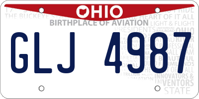 OH license plate GLJ4987