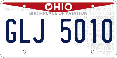 OH license plate GLJ5010