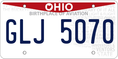 OH license plate GLJ5070
