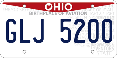 OH license plate GLJ5200