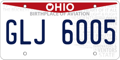 OH license plate GLJ6005
