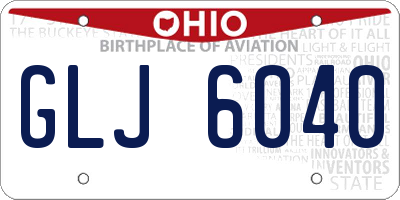 OH license plate GLJ6040