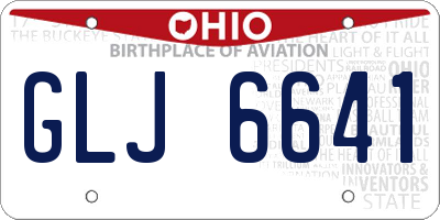 OH license plate GLJ6641