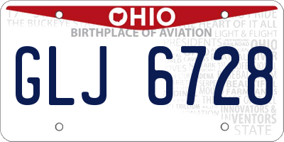 OH license plate GLJ6728
