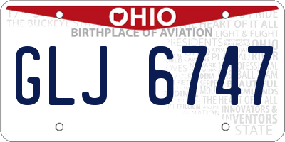 OH license plate GLJ6747