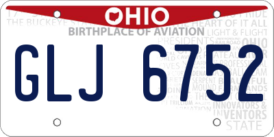 OH license plate GLJ6752