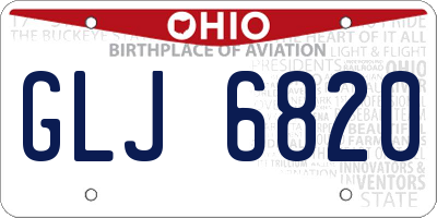 OH license plate GLJ6820