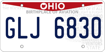 OH license plate GLJ6830