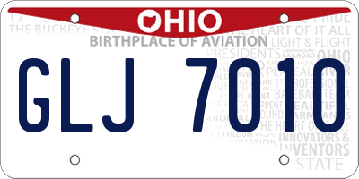 OH license plate GLJ7010