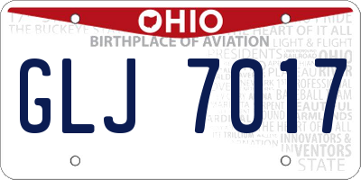 OH license plate GLJ7017