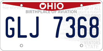 OH license plate GLJ7368