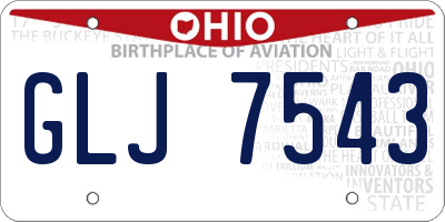 OH license plate GLJ7543