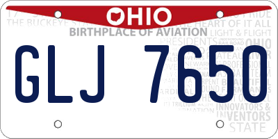 OH license plate GLJ7650