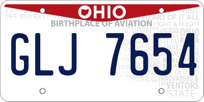 OH license plate GLJ7654