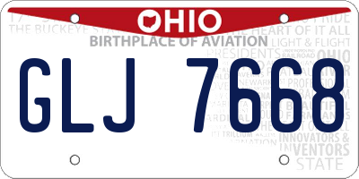 OH license plate GLJ7668