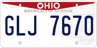 OH license plate GLJ7670