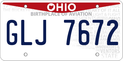 OH license plate GLJ7672