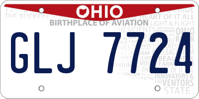 OH license plate GLJ7724