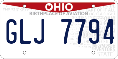 OH license plate GLJ7794