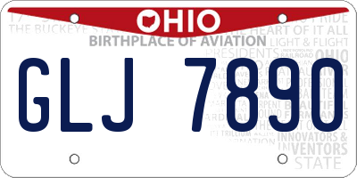 OH license plate GLJ7890