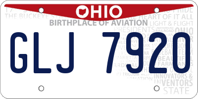 OH license plate GLJ7920