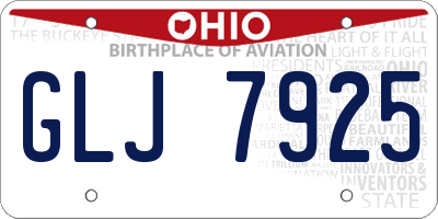 OH license plate GLJ7925